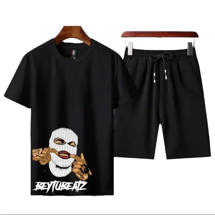 2 Pcs Men's Jersey Printed T-Shirt & Shorts Tracksuit